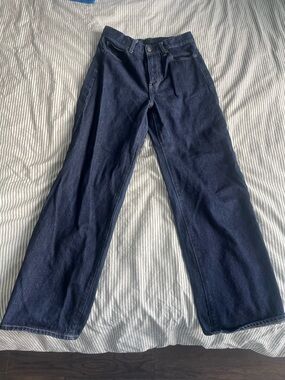 Uniqlo Navy Relaxed Wide-Leg Jeans
